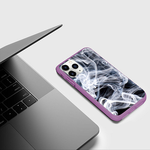 Чехол iPhone 11 Pro матовый Графика дыма / 3D-Фиолетовый – фото 3