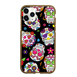 Чехол iPhone 11 Pro матовый SKULLS1!, цвет: 3D-коричневый