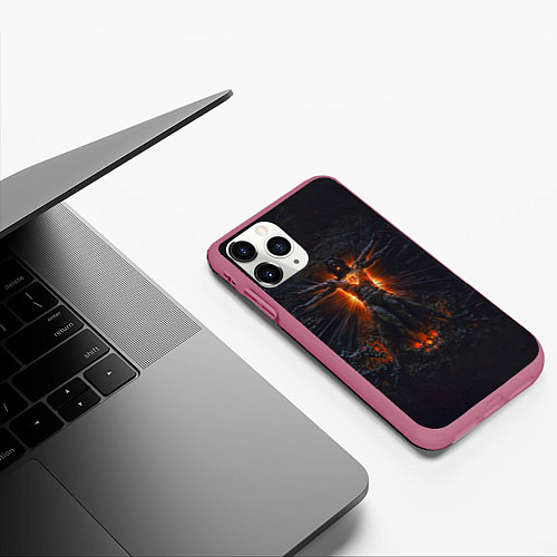 Чехол iPhone 11 Pro матовый Clayman - In Flames / 3D-Малиновый – фото 3
