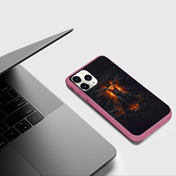 Чехол iPhone 11 Pro матовый Clayman - In Flames, цвет: 3D-малиновый — фото 2