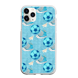 Чехол iPhone 11 Pro матовый Юный футболист, цвет: 3D-белый