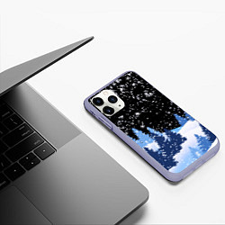 Чехол iPhone 11 Pro матовый Снежная ночь в зимнем лесу, цвет: 3D-светло-сиреневый — фото 2