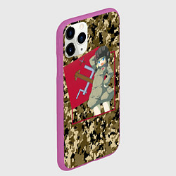 Чехол iPhone 11 Pro матовый Домашний танкист, цвет: 3D-фиолетовый — фото 2