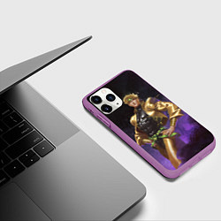 Чехол iPhone 11 Pro матовый Дио Брандо Космический из ДЖО джо, цвет: 3D-фиолетовый — фото 2