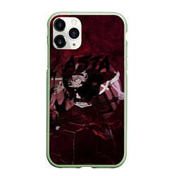 Чехол iPhone 11 Pro матовый Аста Черный клевер Red style, цвет: 3D-салатовый