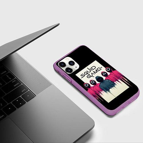 Чехол iPhone 11 Pro матовый Squid Game: Отряд стражей / 3D-Фиолетовый – фото 3