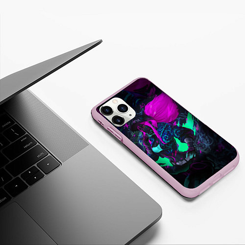 Чехол iPhone 11 Pro матовый KDA AKALI NEON АКАЛИ НЕОН LEAGUE OF LEGENDS / 3D-Розовый – фото 3