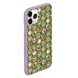 Чехол iPhone 11 Pro матовый Новогодние Персонажи, цвет: 3D-сиреневый — фото 2