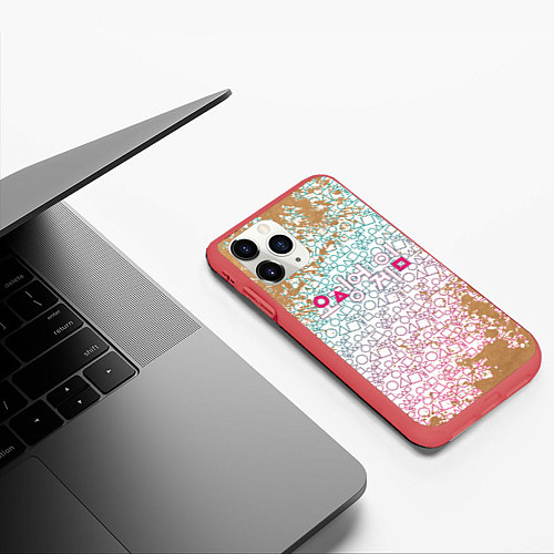 Чехол iPhone 11 Pro матовый Лого Игра в кальмара / 3D-Красный – фото 3