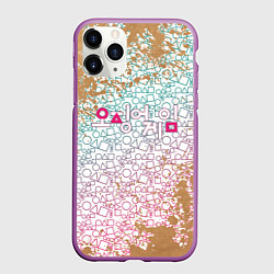 Чехол iPhone 11 Pro матовый Лого Игра в кальмара, цвет: 3D-фиолетовый