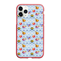Чехол iPhone 11 Pro матовый Праздничные Игрушки, цвет: 3D-красный