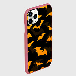 Чехол iPhone 11 Pro матовый ЛЕТУЧИЕ МЫШИ НОЧЬ ХЕЛЛОУИН HALLOWEEN NIGHT BATS, цвет: 3D-малиновый — фото 2