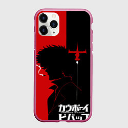 Чехол iPhone 11 Pro матовый Ковбой Бибоп с сигаретой, цвет: 3D-малиновый