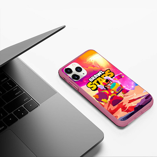 Чехол iPhone 11 Pro матовый Опасная Meg Brawl Stars / 3D-Малиновый – фото 3