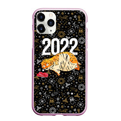 Чехол iPhone 11 Pro матовый Ленивый толстый тигр, цвет: 3D-розовый