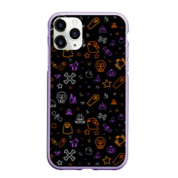 Чехол iPhone 11 Pro матовый ХЕЛЛОУИН ПАТТЕРН НЕОН HALLOWEEN NEON, цвет: 3D-светло-сиреневый