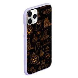 Чехол iPhone 11 Pro матовый ХЕЛЛОУИН ПАТТЕРН КОТИКИ HALLOWEEN KITTY, цвет: 3D-светло-сиреневый — фото 2