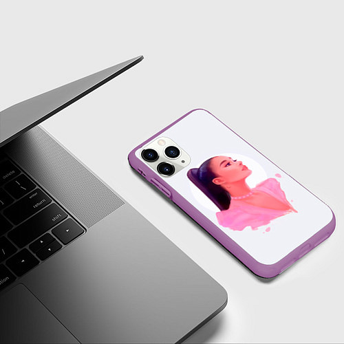 Чехол iPhone 11 Pro матовый Ариана арт / 3D-Фиолетовый – фото 3