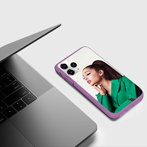 Чехол iPhone 11 Pro матовый Ариана в зелёном / 3D-Фиолетовый – фото 3