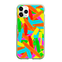 Чехол iPhone 11 Pro матовый Фон Цветные трубки Pop Tubes, Поп тубус, цвет: 3D-салатовый