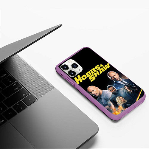 Чехол iPhone 11 Pro матовый Hobbs & Shaw / 3D-Фиолетовый – фото 3