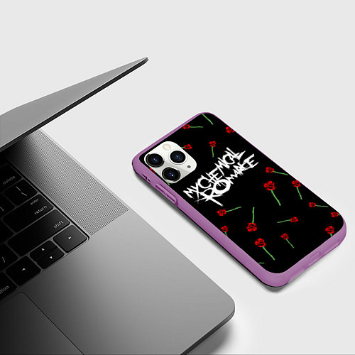 Чехол iPhone 11 Pro матовый MY CHEMICAL ROMANCE РОЗЫ MCR ROSES / 3D-Фиолетовый – фото 3