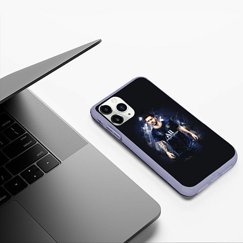 Чехол iPhone 11 Pro матовый Lionel Messi Paris Saint-Germain / 3D-Светло-сиреневый – фото 3