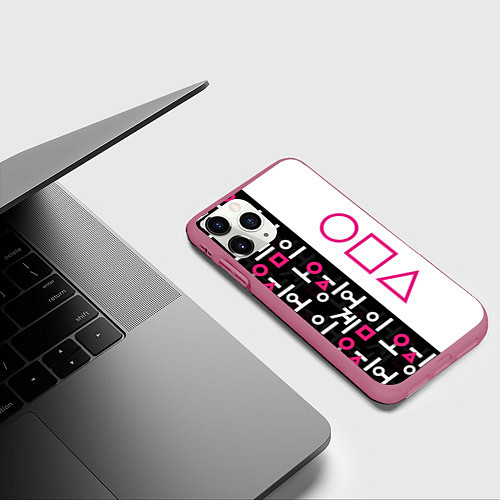 Чехол iPhone 11 Pro матовый Игра в кальмара: Стражи / 3D-Малиновый – фото 3