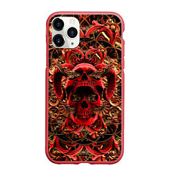 Чехол iPhone 11 Pro матовый Череп красного демона, цвет: 3D-красный
