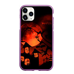 Чехол iPhone 11 Pro матовый Красная луна на Хэллоуин, цвет: 3D-фиолетовый