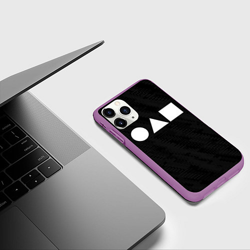 Чехол iPhone 11 Pro матовый Игра в кальмара: Фигуры / 3D-Фиолетовый – фото 3