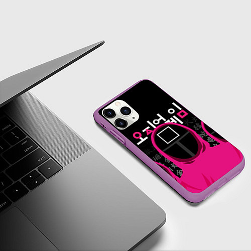 Чехол iPhone 11 Pro матовый Игра в кальмара: Команда стражей / 3D-Фиолетовый – фото 3