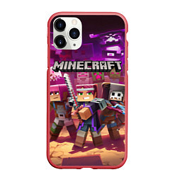 Чехол iPhone 11 Pro матовый MINECRAFT ГЕРОИ ПРОТИВ ЗЛА, цвет: 3D-красный