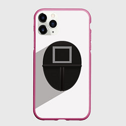 Чехол iPhone 11 Pro матовый Игра в кальмара: Маска квадрат, цвет: 3D-малиновый