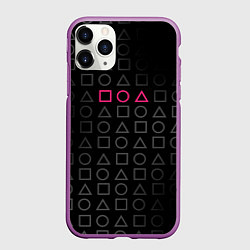 Чехол iPhone 11 Pro матовый ИГРА В КАЛЬМАРА, ФИГУРЫ ГЕОМЕТРИЧЕСКИЙ УЗОР, цвет: 3D-фиолетовый