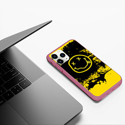 Чехол iPhone 11 Pro матовый Нирвана Гранж Nirvana Smile, цвет: 3D-малиновый — фото 2