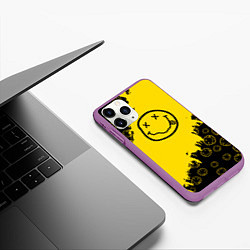 Чехол iPhone 11 Pro матовый Nirvana Smile Нирвана Рваный Паттерн, цвет: 3D-фиолетовый — фото 2