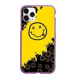 Чехол iPhone 11 Pro матовый Nirvana Smile Нирвана Рваный Паттерн, цвет: 3D-фиолетовый