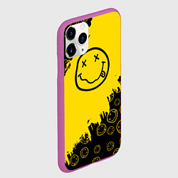Чехол iPhone 11 Pro матовый Nirvana Smile Нирвана Рваный Паттерн, цвет: 3D-фиолетовый — фото 2