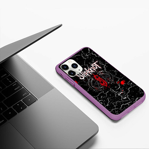 Чехол iPhone 11 Pro матовый Slipknot Rock Слипкнот Музыка Рок Гранж / 3D-Фиолетовый – фото 3