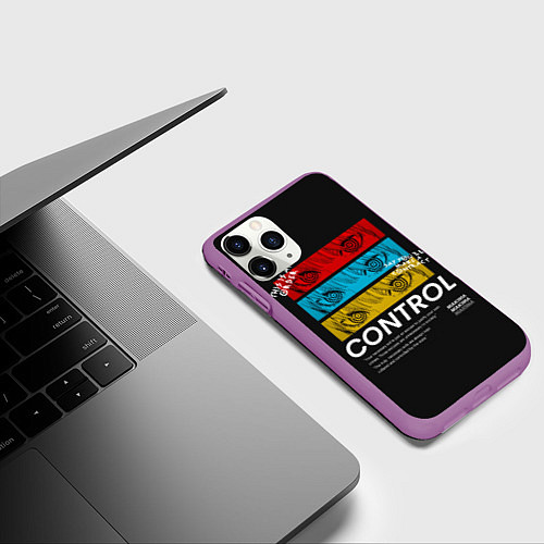 Чехол iPhone 11 Pro матовый Макима следит за тобой Человек бензопила / 3D-Фиолетовый – фото 3