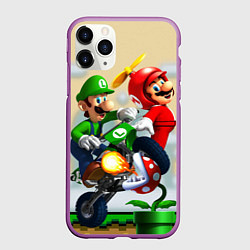 Чехол iPhone 11 Pro матовый MarioHelmet, цвет: 3D-фиолетовый