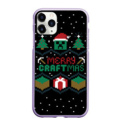 Чехол iPhone 11 Pro матовый MINECRAFT CHRISTMAS, цвет: 3D-светло-сиреневый