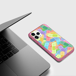 Чехол iPhone 11 Pro матовый Цветные пластыри, цвет: 3D-малиновый — фото 2