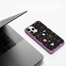 Чехол iPhone 11 Pro матовый Halloween Dark, цвет: 3D-фиолетовый — фото 2