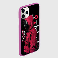 Чехол iPhone 11 Pro матовый ИГРА В КАЛЬМАРА, СТРАЖ КРУГ БИНАРНЫЙ КОД, цвет: 3D-фиолетовый — фото 2