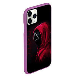 Чехол iPhone 11 Pro матовый ИГРА В КАЛЬМАРА, СТРАЖ ТРЕУГОЛЬНИК, ФИГУРЫ ИГРЫ, цвет: 3D-фиолетовый — фото 2