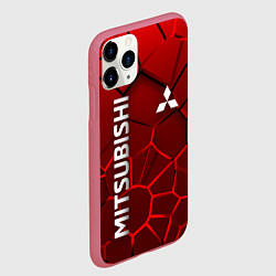 Чехол iPhone 11 Pro матовый Митсубиси 3D плиты, цвет: 3D-малиновый — фото 2