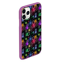 Чехол iPhone 11 Pro матовый Снежинки в разных цветах, цвет: 3D-фиолетовый — фото 2