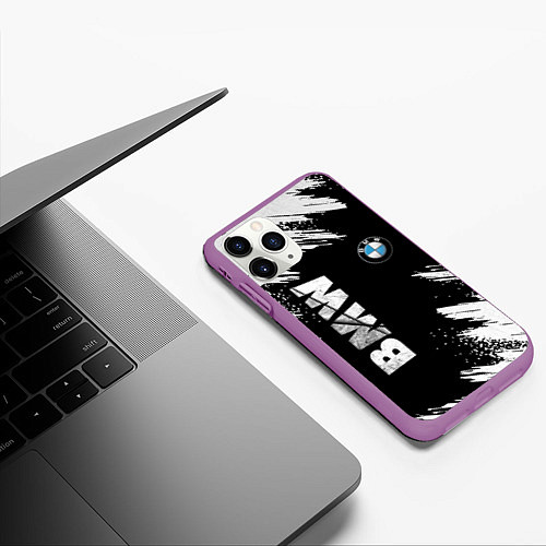 Чехол iPhone 11 Pro матовый BMW GRUNGE БМВ ГРАНЖ / 3D-Фиолетовый – фото 3